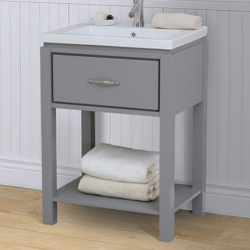 InFurniture 24" Single Bathroom Vanity Set with Open Shelf Wayfair